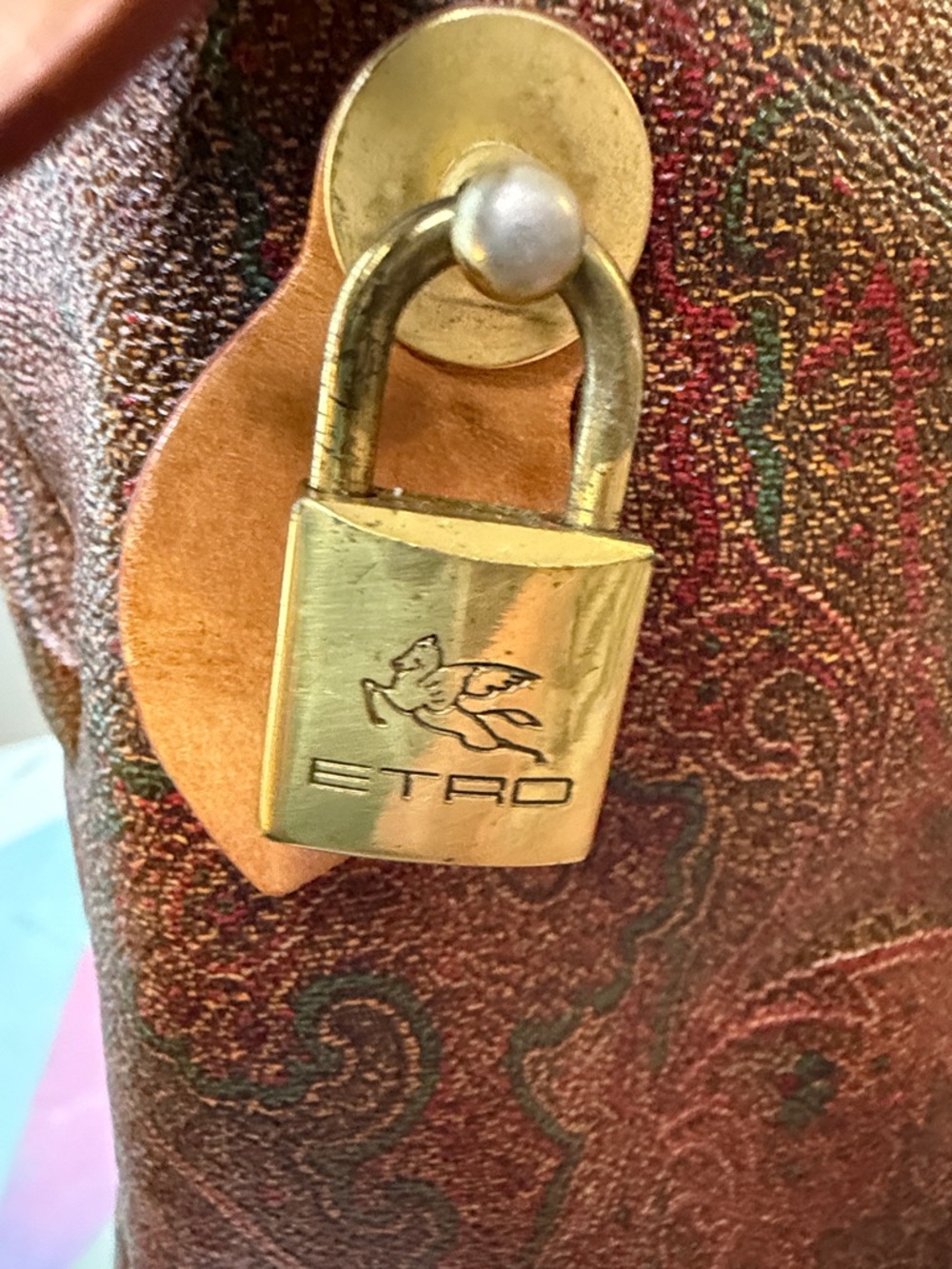 💼ETRO Paisley Print Bordeaux Boston Bag Vintage 1994 Made in Italy🇮🇹 - Picture 5 of 16